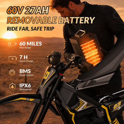 PASELEC EM04 PRO 5500W 50 MPH, 60-Mile Range Electric Dirt Bike